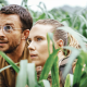 Bechir Sylvain, Jonathan Bailey, and Scarlett Johansson